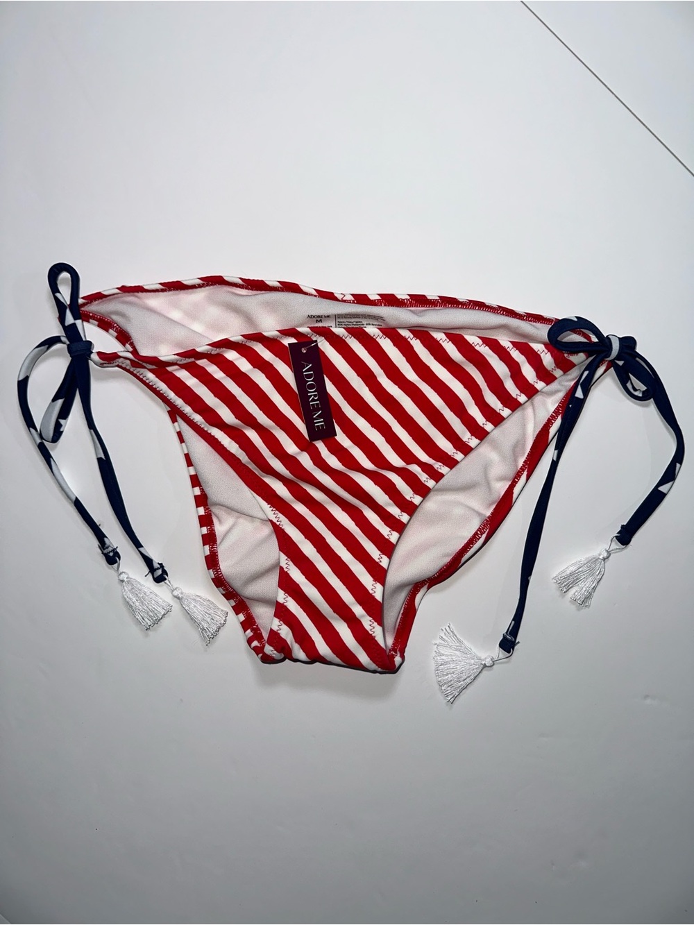 NWT | Red & White Striped Tie-Side Bikini Bottom